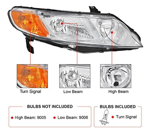 Compatible Con Faros Delanteros Honda Civic 06 07 08 09 10 1