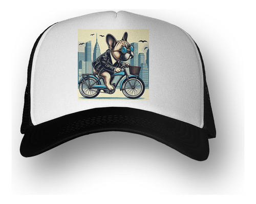 Gorra  Bulldog Frances Perro Bici Pop Art Bike