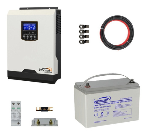 Kit Energia Ups Inversor Cargador 1kw / 2kw 1.2kwh Renogen