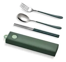 Comprar Cubierto Para Camping Utensilio Viaje Estuche Acero 18