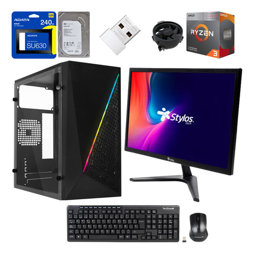 Computadora Ryzen 3200g 16gb Ram 1tb + 240gb Ssd Wifi Monito