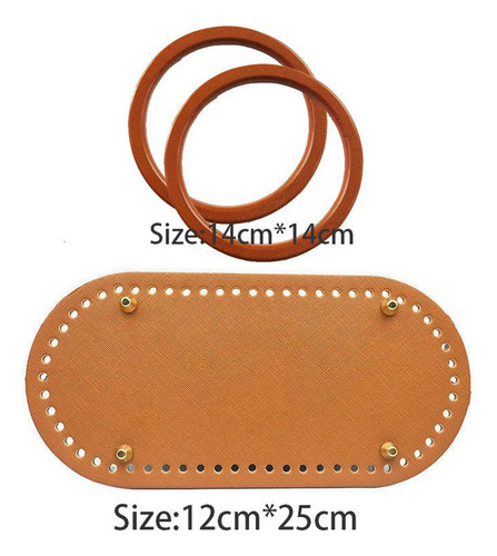 Base De Cuero Pu Y Mango De Madera Para Tejer Bolsa De