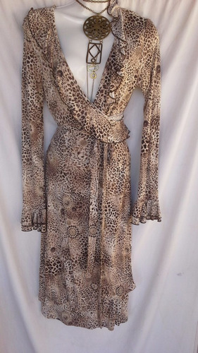 Vestido Animal Print  Cruzado Diseñador Artisti Italiani