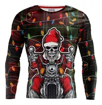 Comprar Playera Full Print Navidad Calavera Luces Navideñas Cuadros