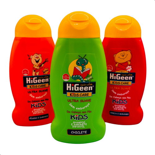 Kit Higeen De Shampoo Infantil 3 Fragancias Pura Diversão