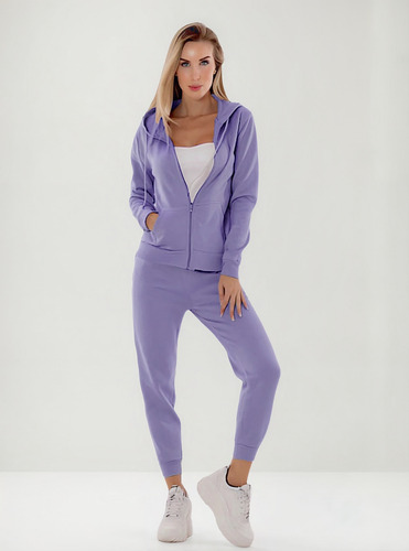 Conjunto De Pants Dama Afelpado Cómodo Stretch Amplio Suave Lila Lisa G