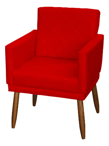Kit 2 Poltronas Decorativas Reforçadas Com Base Para Sala Cor Vermelho Desenho Do Tecido Suede Liso
