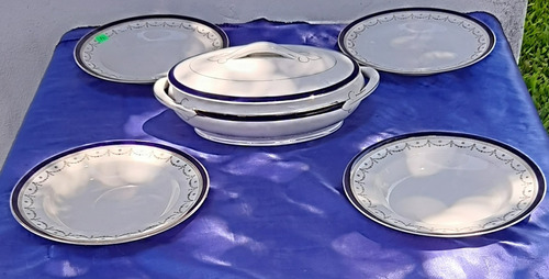 Piezas Para Consome ( Lote De 5 ) Blanco Y Azul Guarda (Usado)