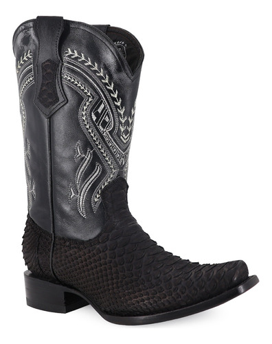 Bota Vaquera Para Hombre Piel De Piton Nobuck El Malcreado