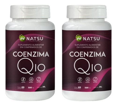 2x Coenzima Q10 500mg Vitamina E Magnésio 120comprimidos