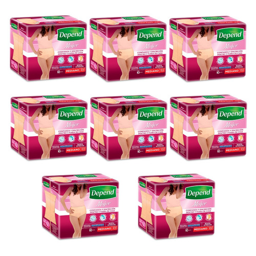 Caja De Depend® Ropa Interior Mujer Mediano 8 Paquetes