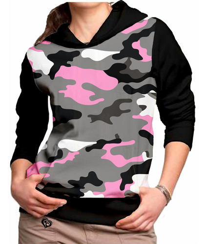 Blusa Camuflada Feminina Moletom Roupas Casaco