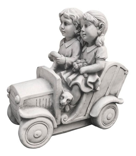 Figura Pareja Niños En Auto - S4491