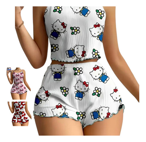 Pijama De Dos Piezas Hello Kitty, Blusa Y Short