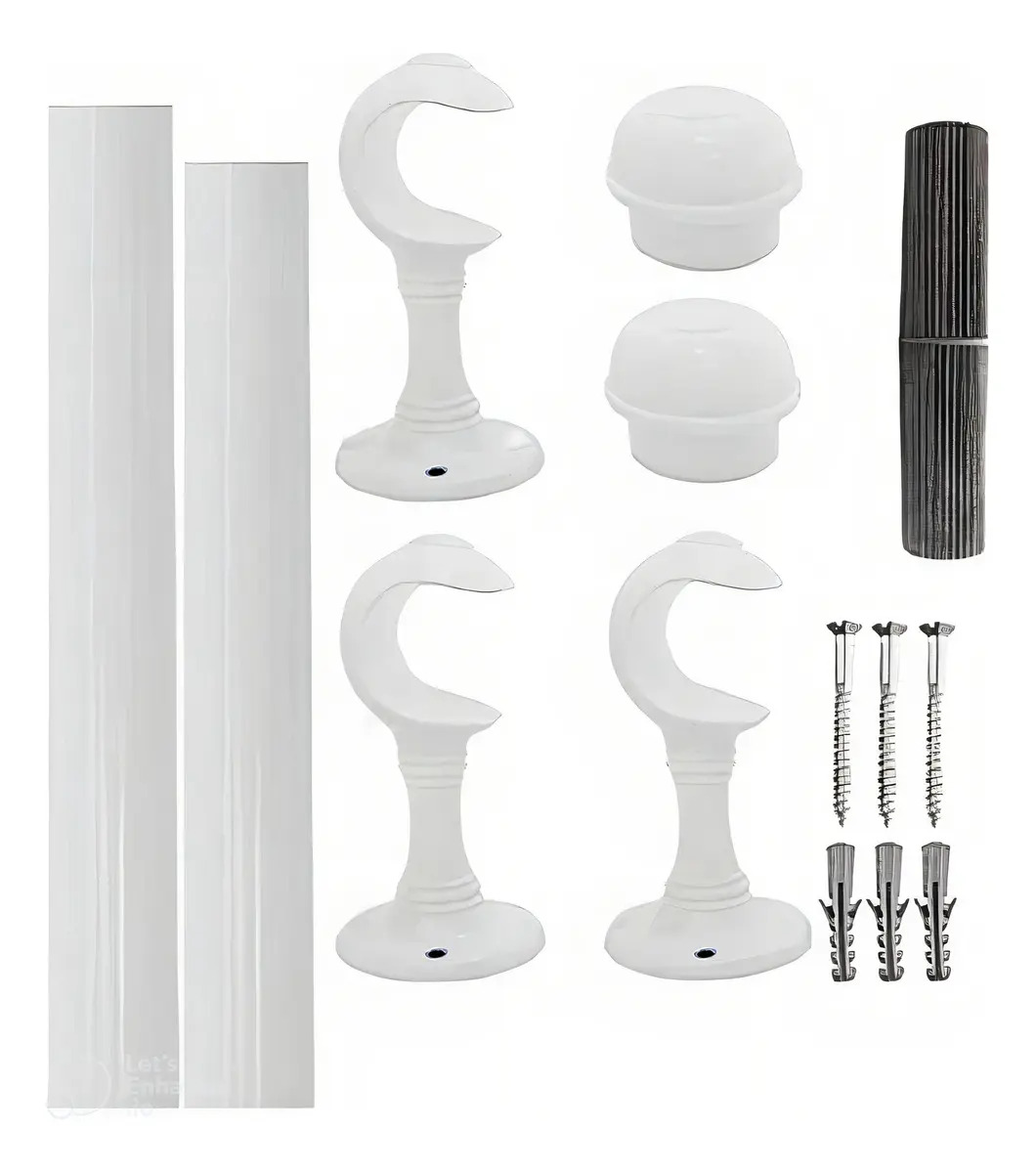 Kit Varão Simples 3 Metros 19mm Para Cortina Cores Cor Branco