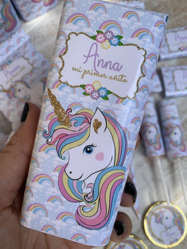 Golosinas Personalizadas Candy Bar Unicornio Para 10 Chicos