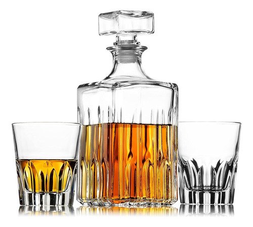Godinger Whiskey Decanter Y 2 Whiskey Glasses Bar Set, Decan