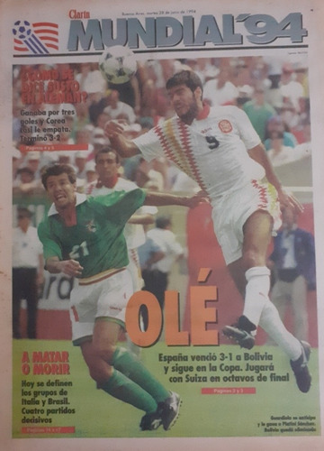 Suple Clarin Mundial 28/6/1994 España 3 Bolivia 1 , Alemania