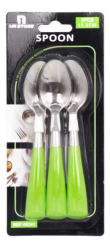 Set 3 Cucharas De Acero Mango Acrílico