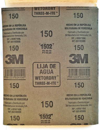 Lija Grano 150 Marca 3m Precio X 3 Und