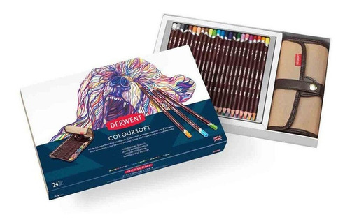 Kit de lápices de colores permanentes Derwent Coloursoft de 24 colores con estuche