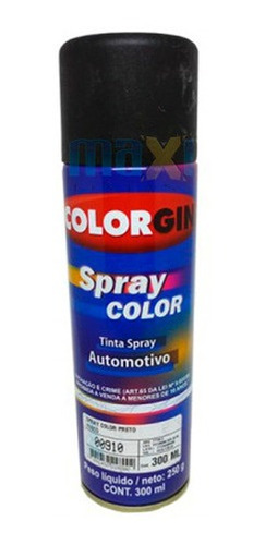 Imagem 1 de 4 de Spray Automotiva Colorgin Preto Fosco 300ml
