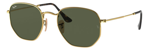 Lentes De Sol Ray Ban Rb3548n 001 Hexagonal Verde Dorado S54