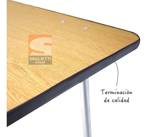 Imagen 7 de 9 de Mesa Plegable Aluminio Madera Melamina 68x45 Camping Balcón