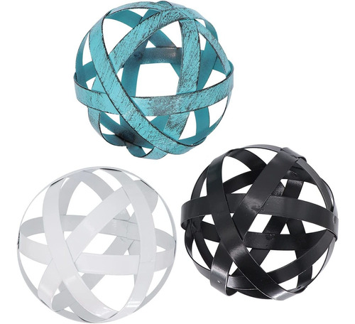 Spwolfrt - Esferas Decorativas De Metal 3 Piezas De Colores 