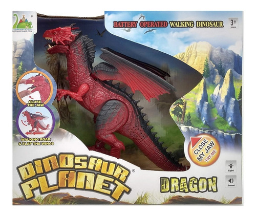 Imagen 7 de 7 de Dinosaurio De Juguete Dragon Luz Sonido Camina Ruge Grande