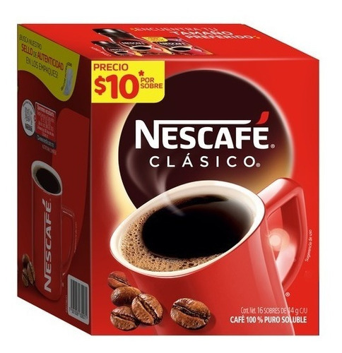 Café Nescafe Sobre Soluble Paquete Con 16 Sobres De 14g