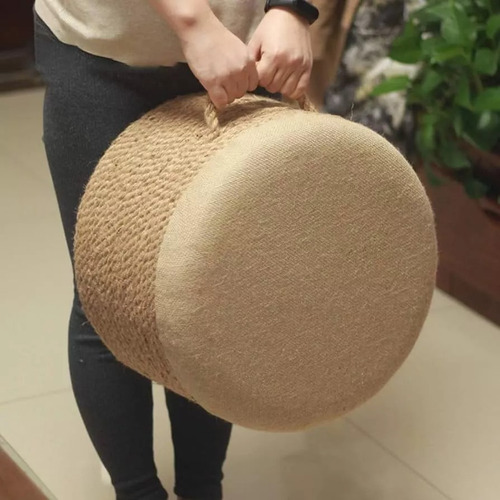 Puff De Cuerda 29cm Reforzado Living Hogar Con Almohadón