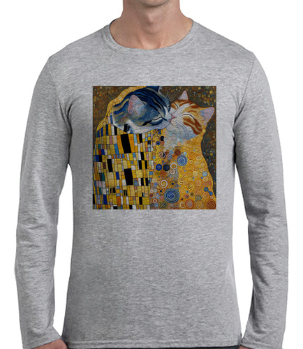 Remera Hombre Ml Gato El Beso Gustav Klimt Arte Cats M1