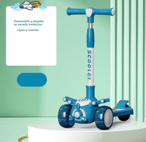 Scooter Monopatin Niños 3 Ruedas Con Luces Modelo Avión