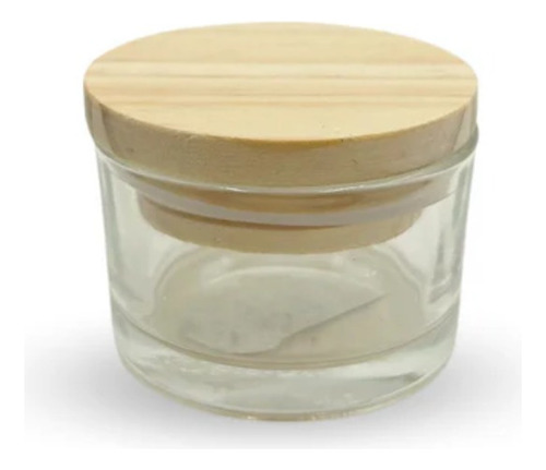Frasco De Vidrio Circular Con Tapa De Bambú 36 Ml