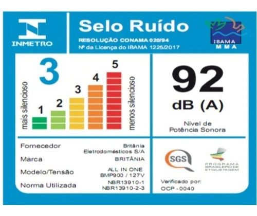 Multiprocessador All In One Bmp900p 5 Em 1 Britânia 127v Preto