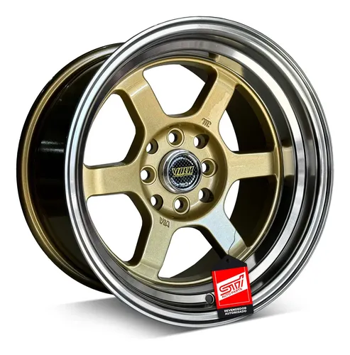 その他 OFFSETRING II MD System Tokyo JAPAN Jogo Roda Tokyo Aro 15 Tala 8 4x108 Offset 0 Cor Dourado Jdm