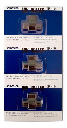 3 Rodillos Entintador Casio Para Sumadoras Ir-40 Color Negro