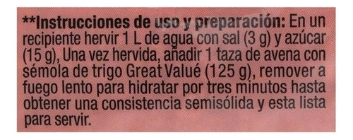 Avena Con Sémola De Trigo Instantánea Great Value 311g