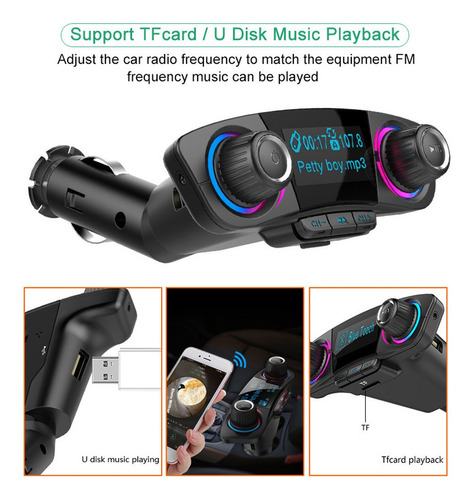 Coche Mp3 Player Bt Fm Transmisor Manos Libres