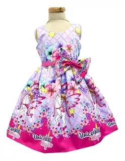 Vestido Moño Para Niña Unicornio - Jp