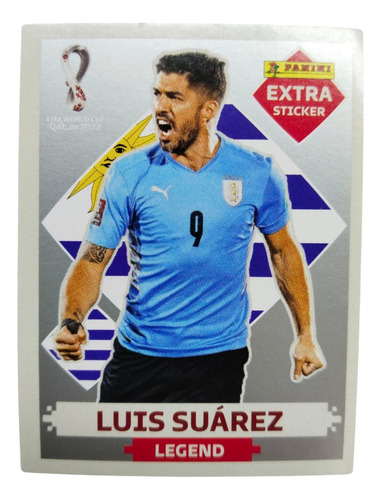 Lámina Luis Suárez Plata Extra Legend Panini Qatar 2022