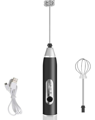 Misturador Bebidas Ovos Mini Elétrico Recarregável Preto