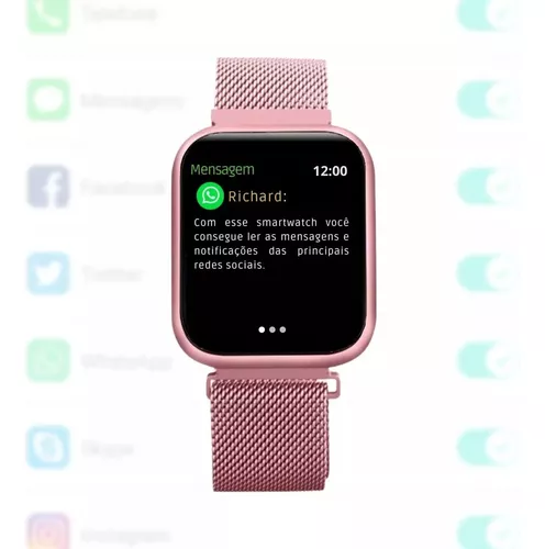 Reloj Inteligente Bluetooth De Mujer Para iPhone Apple y Samsung Android  Rosa