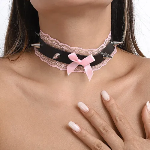 Pink choker collar sale
