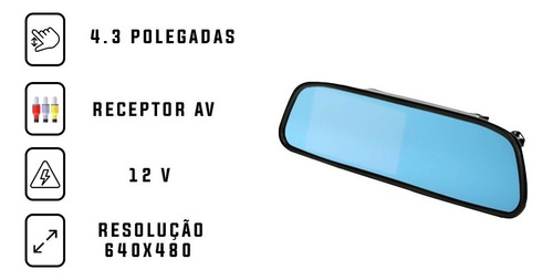 Imagem 7 de 10 de Espelho Retrovisor Monitor Tela Lcd 4.3 Polegadas 1080p