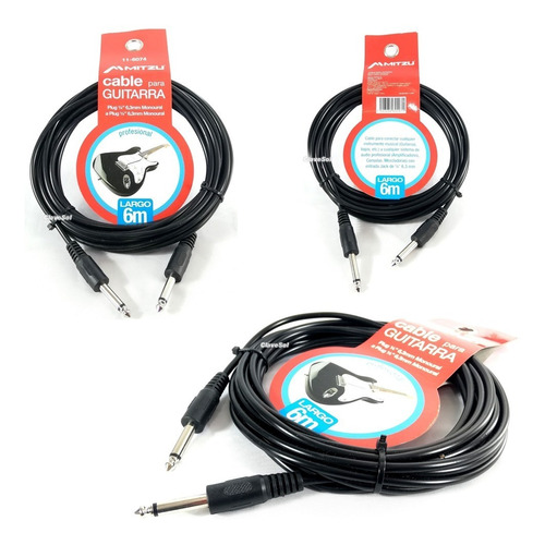 Cable Mitzu Para Instrumentos Guitarra Plug A Plug 6 Mts Mz