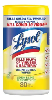 Lysol Toallitas Desinfectantes De Lima Limón 80 Unidades