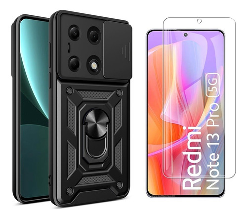 Carcasa Camprotect + Mica Vidrio Xiaomi Redmi Note 13 Pro 5g