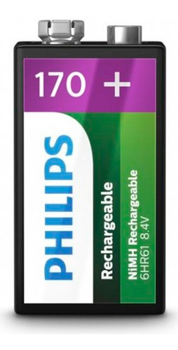 Bateria 9v Recarregável Philips 170mah Original Pilha Nfe